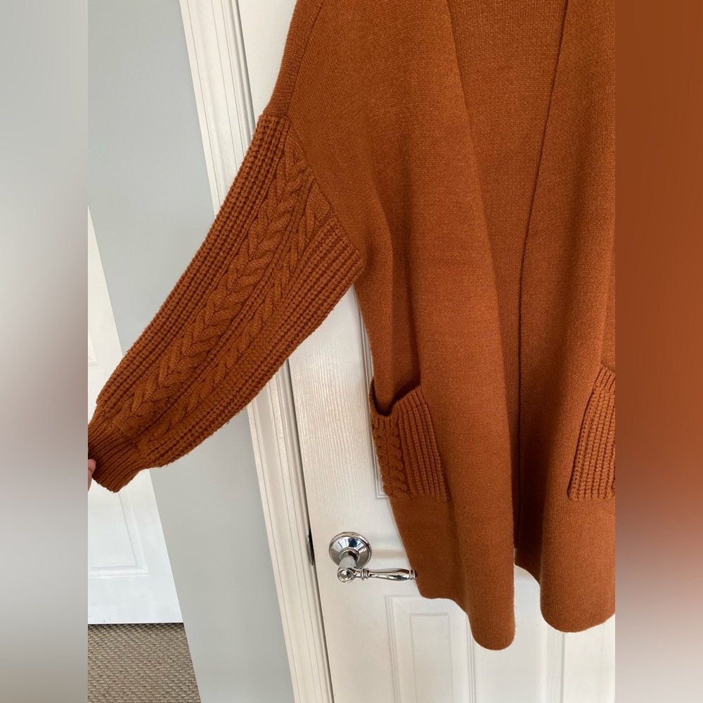 Lulu's Rust Cable Knit Open-Front Cardigan - Picture 6 of 16